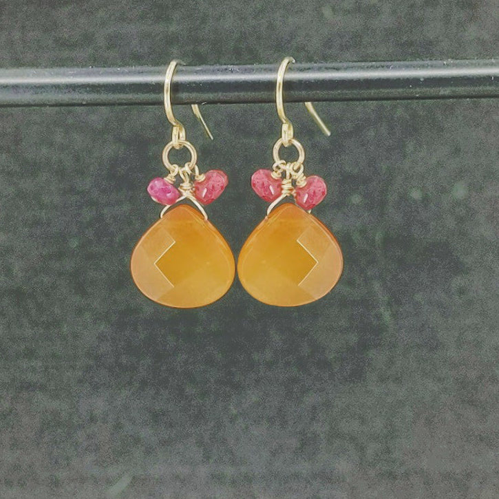 Double Dip Carnelian and Ruby Earrings