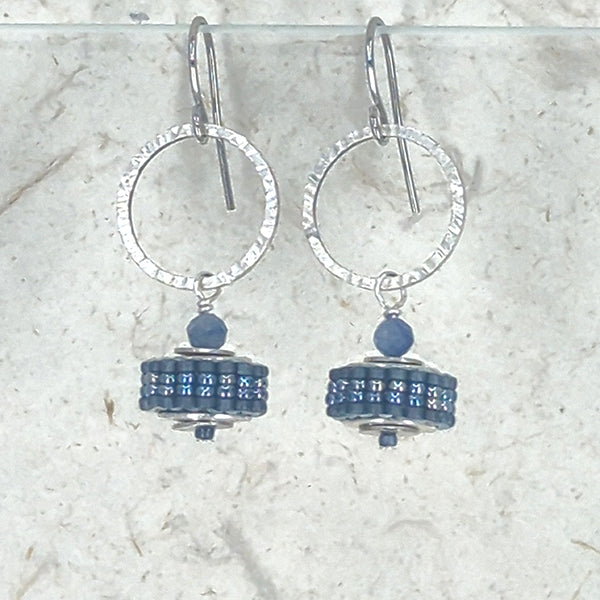 Life is a Wheel Earrings, Blue Sapphire 1