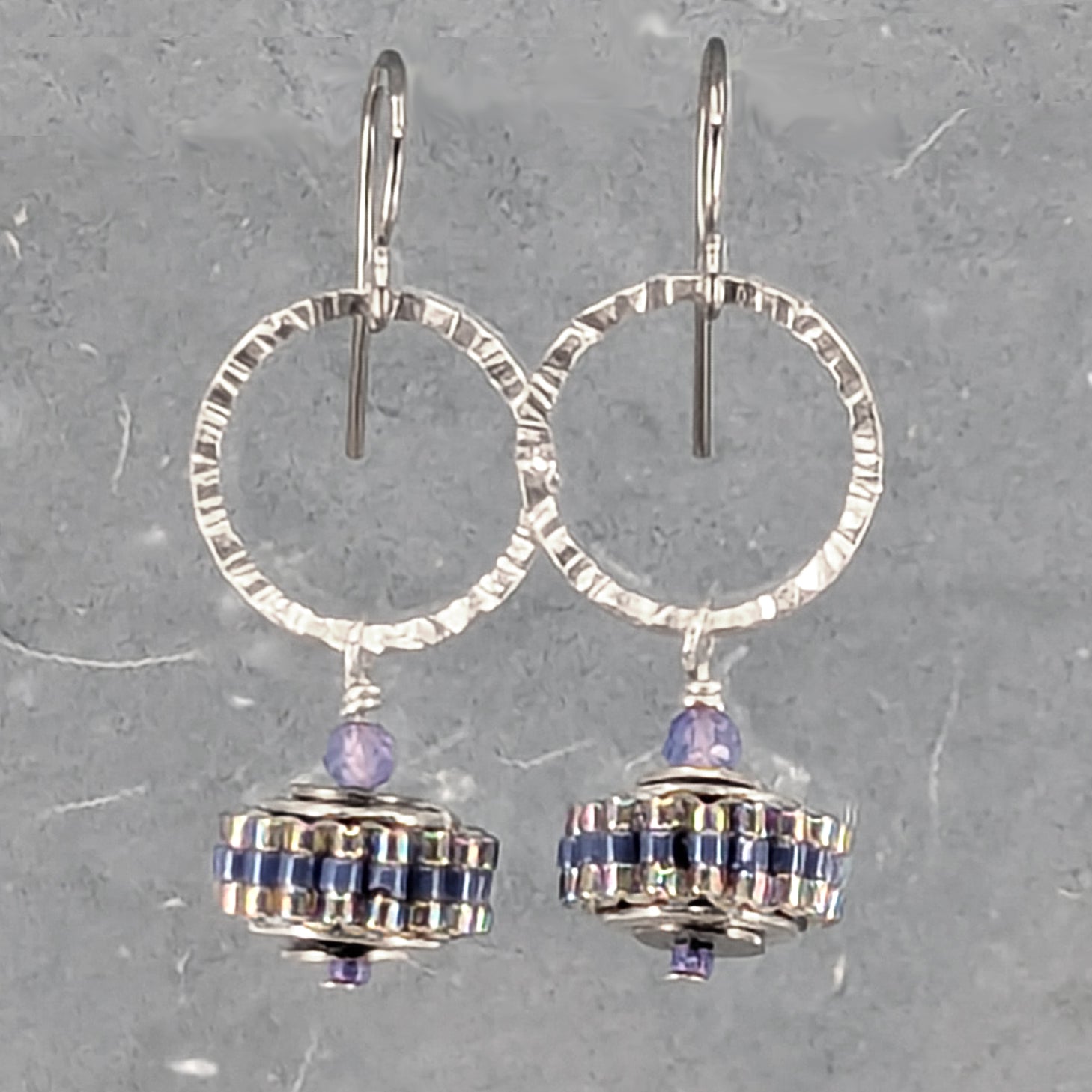 Life is a Wheel Earrings, Tanzanite 1