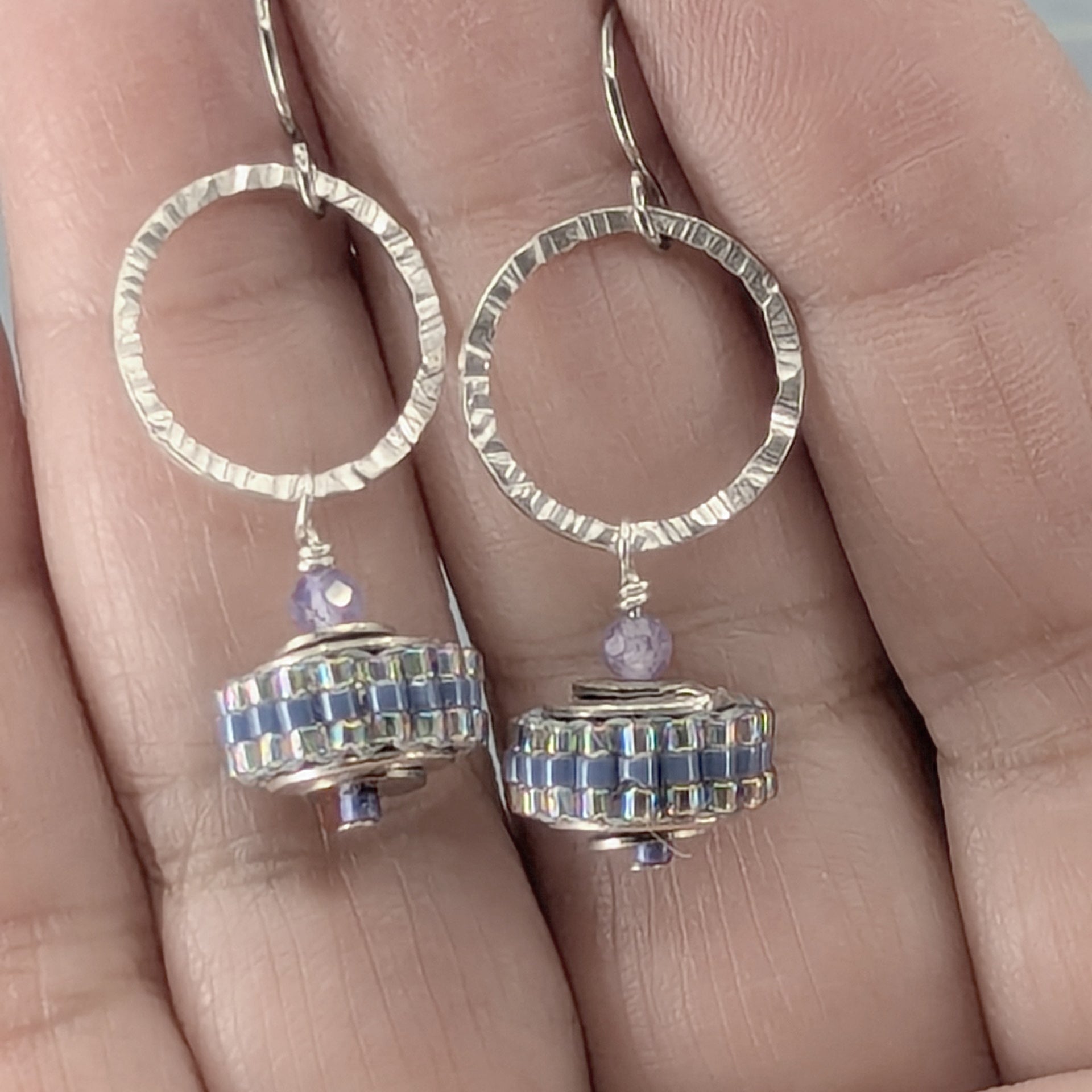 Life is a Wheel Earrings, Tanzanite 2