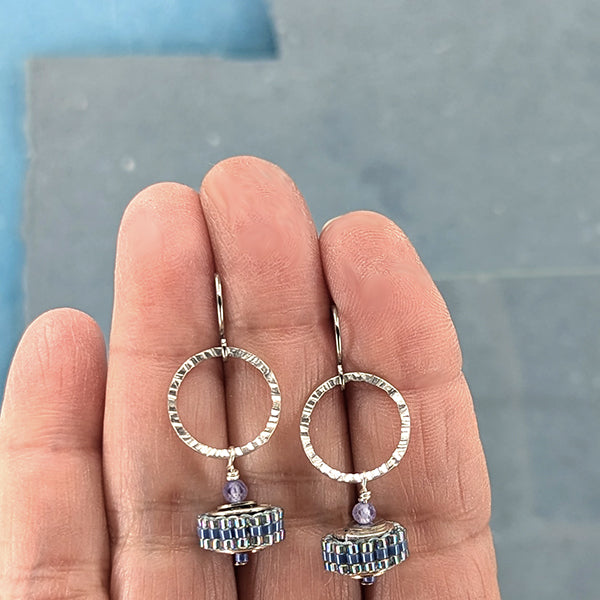 Life is a Wheel Earrings, Tanzanite 3