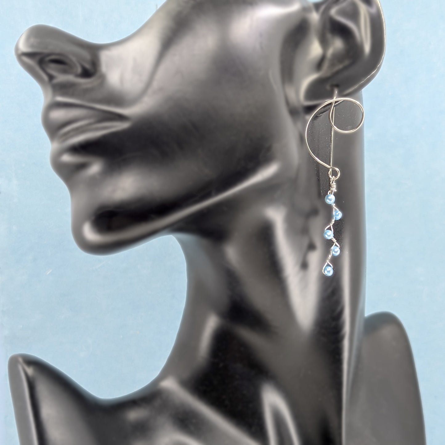 Swirling Vines Earrings, Baby Blue Pearls 2