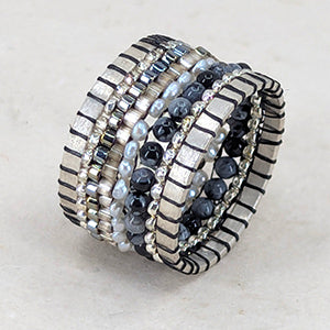 Modesty Gemstone and Pearl Band Ring