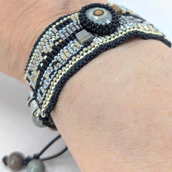 Dalton Hand-Beaded Gemstone Cuff Bracelet 9