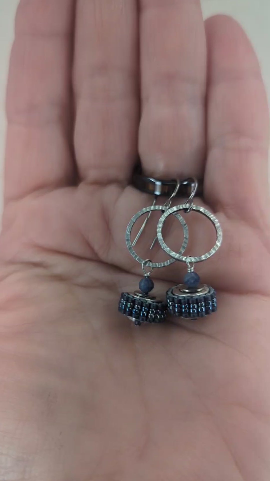 Life is a Wheel Earrings, Blue Sapphire 6