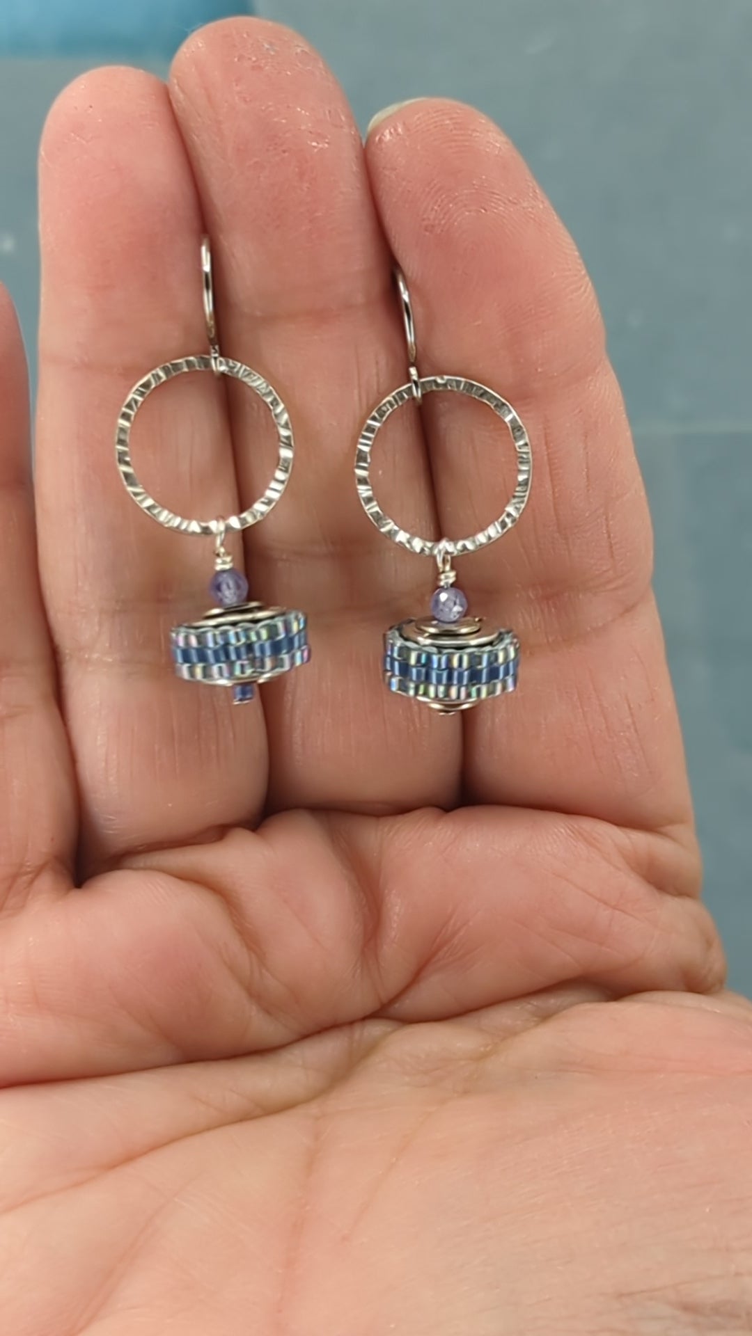 Life is a Wheel Earrings, Tanzanite 4