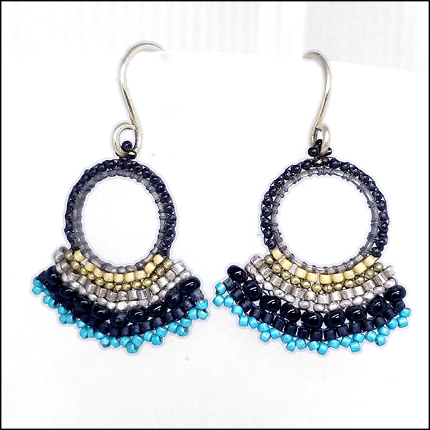 Fan Earrings Black and Blue 4