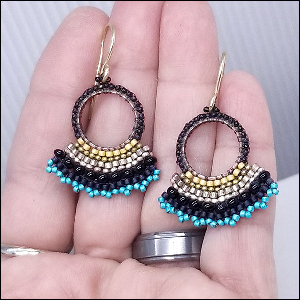 Fan Earrings Black and Blue