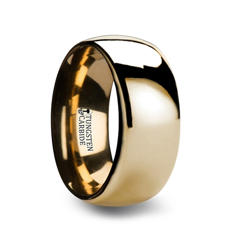 Domed Gold and Tungsten Wedding Ring