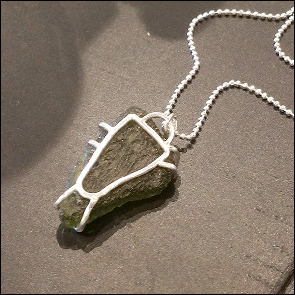 Moldavite Pendant for Asher , Necklace - No Roses Custom, No Roses Jewelry Artisan Jewelry Los Angeles - 9 2