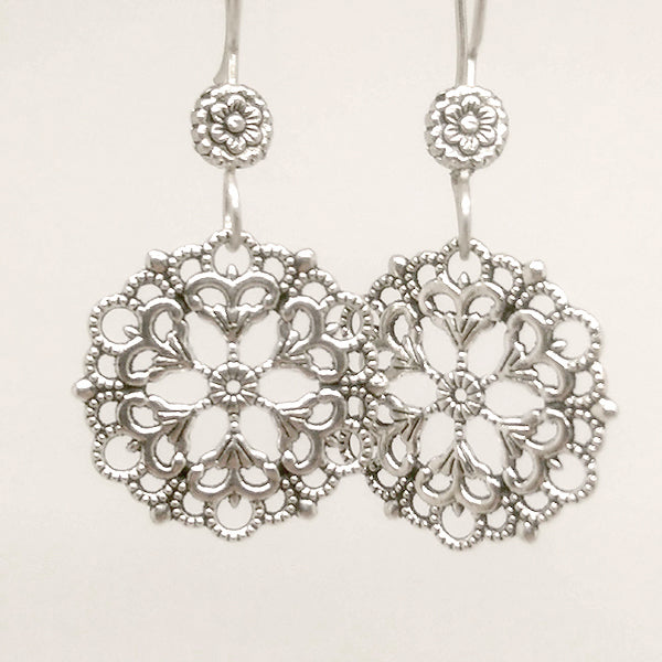 Mandala 01 Sterling Silver Earrings