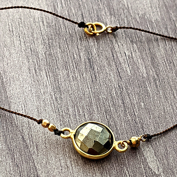 Simple Silk Pyrite Gold Bracelet 1