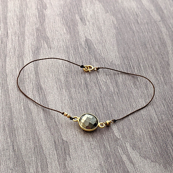 Simple Silk Pyrite Gold Bracelet 2