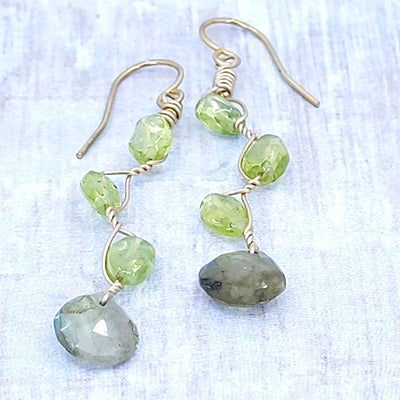 Vines Earrings, Peridot and Labradorite 3