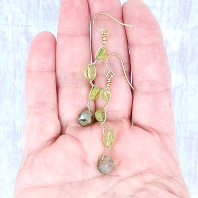 Vines Earrings, Peridot and Labradorite 2