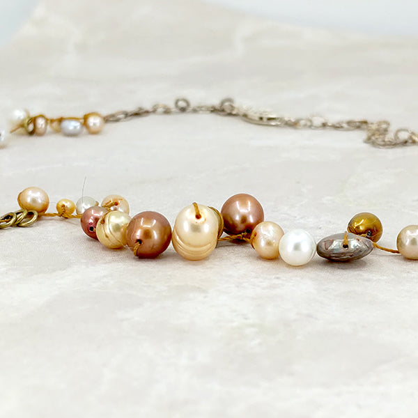 Half Halo Golden Pearls Necklace 3