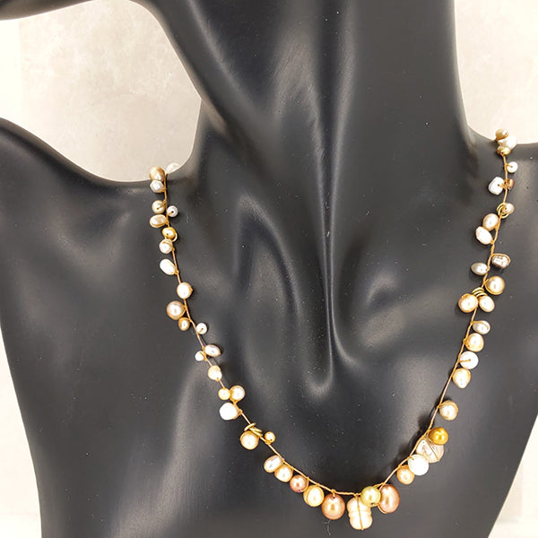 Half Halo Golden Pearls Necklace 6