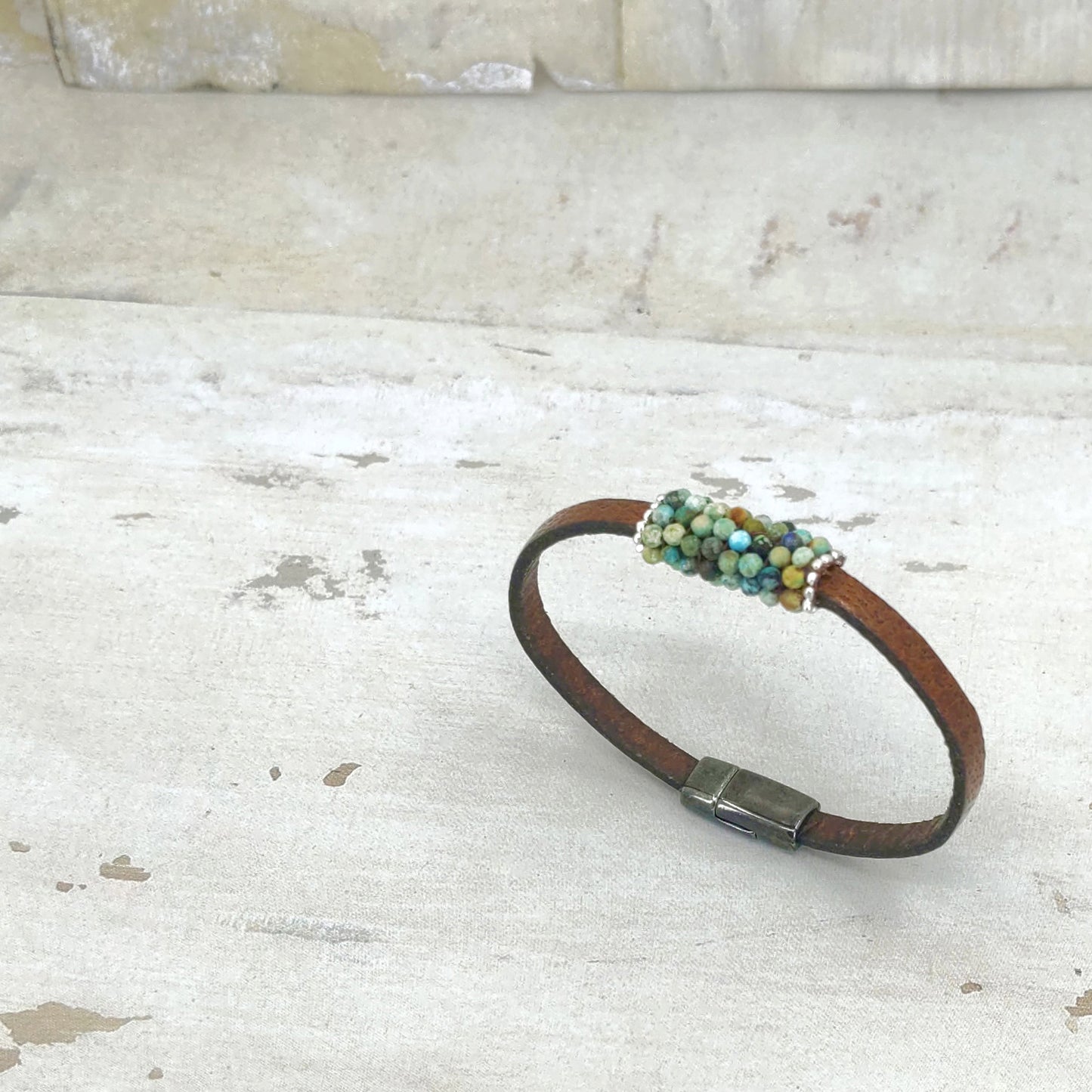 Slim Dandy Turquoise and Leather Bracelet 2