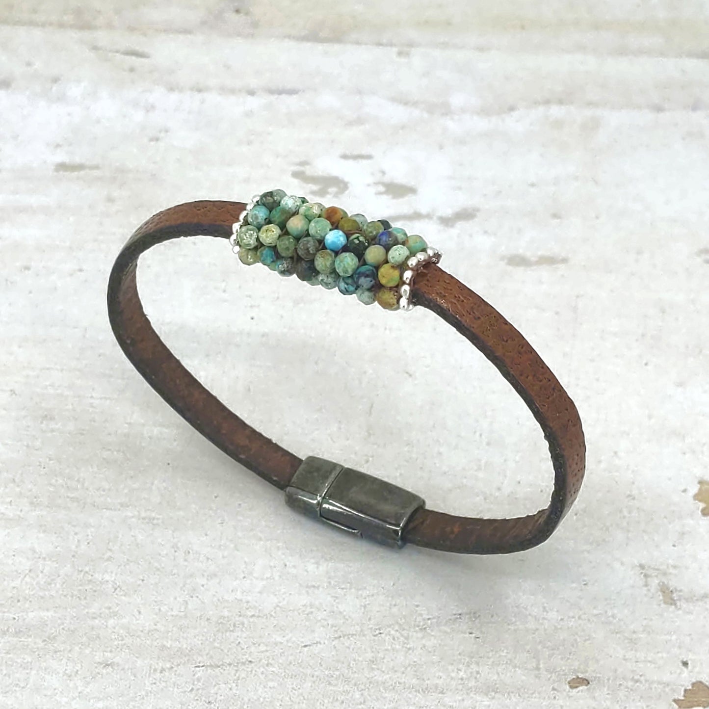 Slim Dandy Turquoise and Leather Bracelet 1