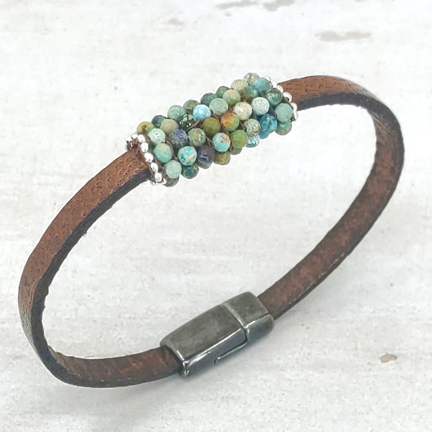 Slim Dandy Turquoise and Leather Bracelet 3