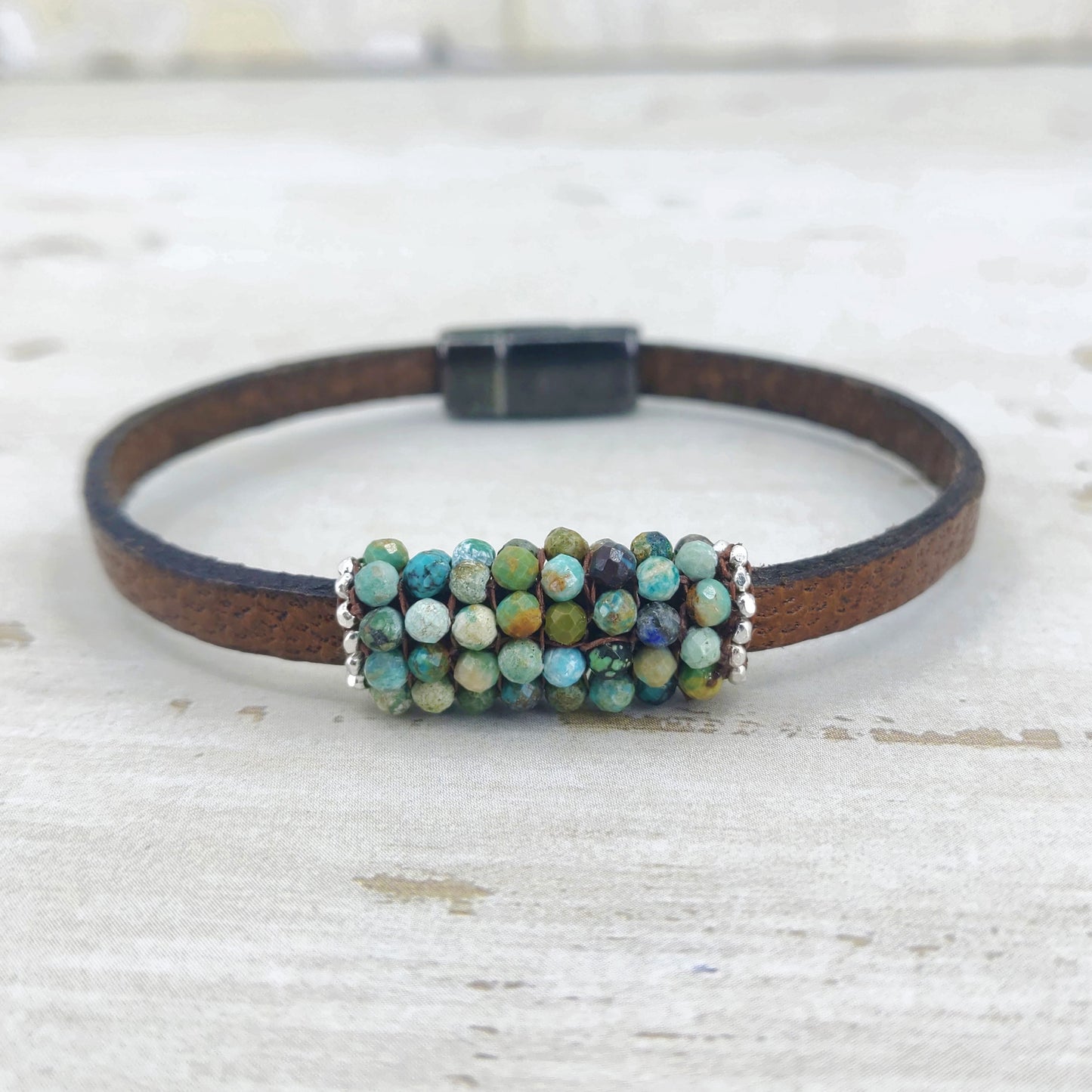 Slim Dandy Turquoise and Leather Bracelet 6