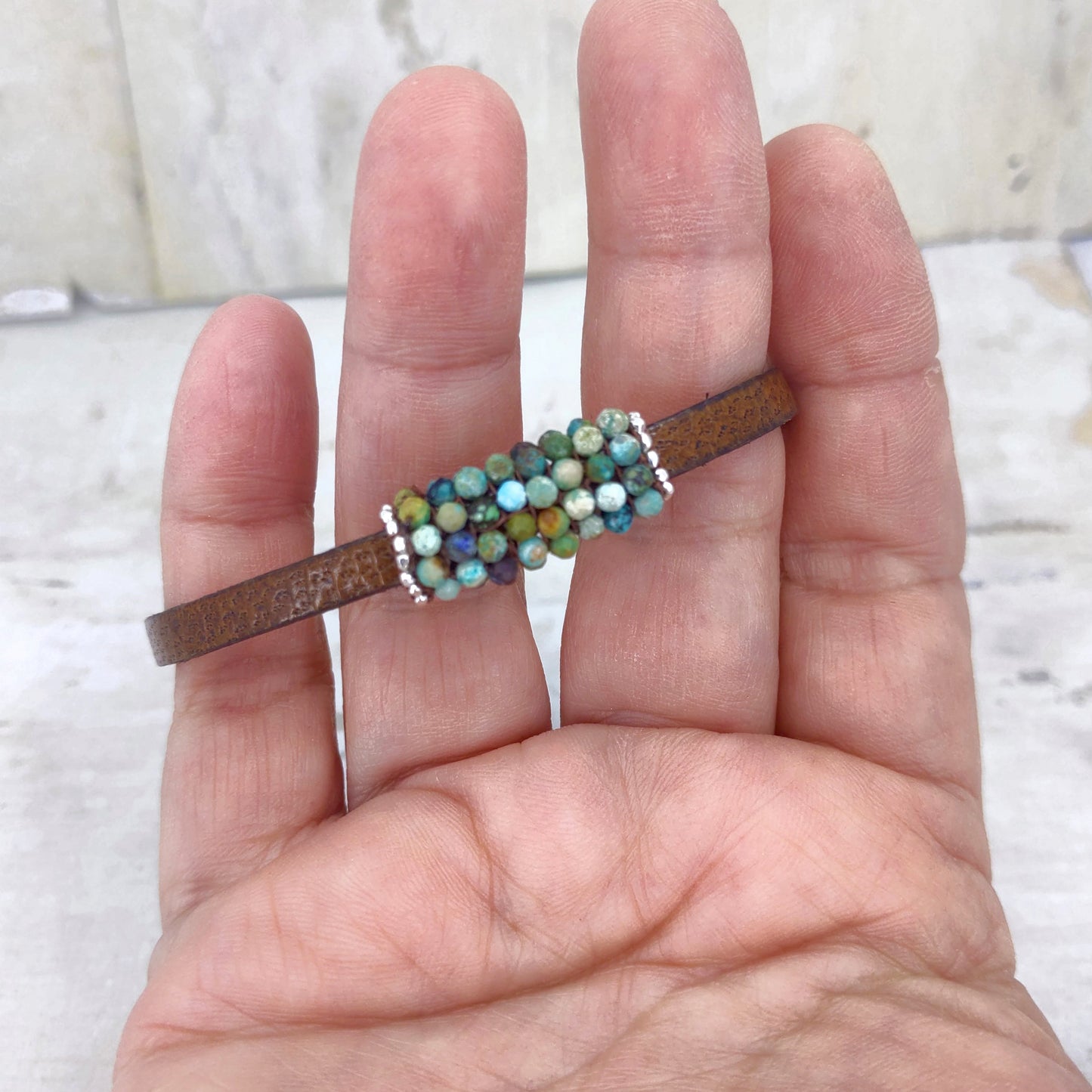 Slim Dandy Turquoise and Leather Bracelet 7