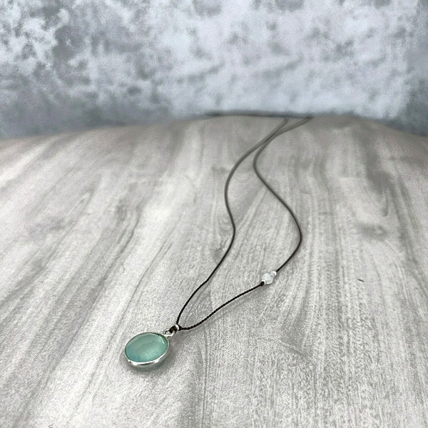 Circle of Chalcedony Gemstone Pendant 2