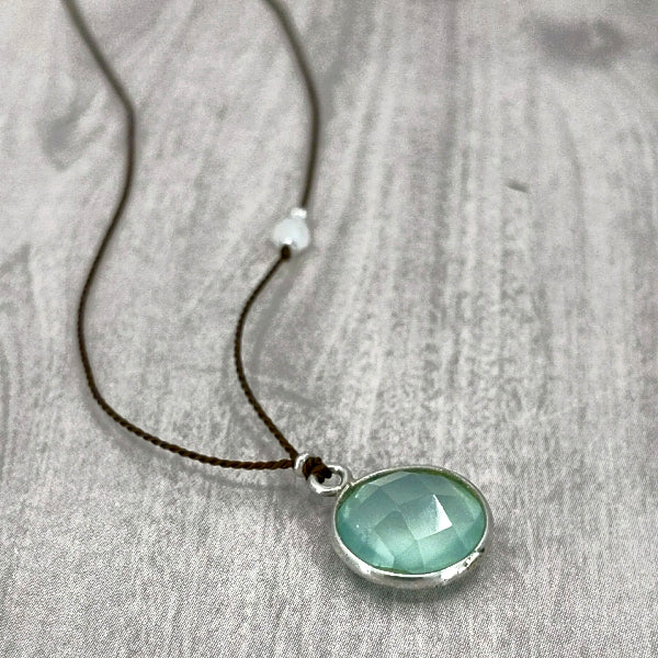 Circle of Chalcedony Gemstone Pendant 1
