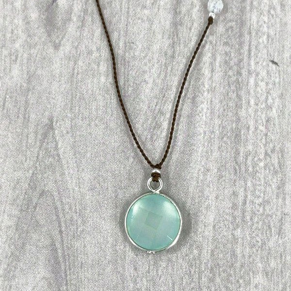 Circle of Chalcedony Gemstone Pendant 4