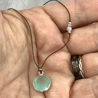 Circle of Chalcedony Gemstone Pendant 5