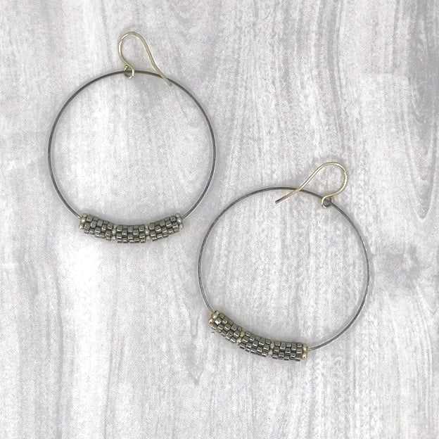 Bella Black Hoop Earrings