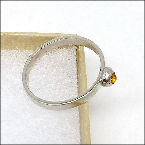 Teeny White Gold Citrine Ring for Mark , rings - No Roses Custom, No Roses Jewelry Artisan Jewelry Los Angeles - 3 3