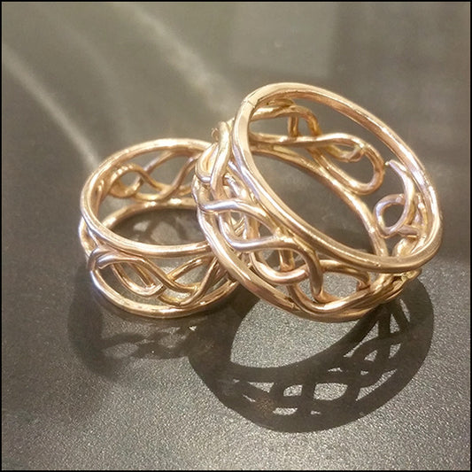 Rose Gold Artisan Wedding Bands for Audrey and Gregg , rings - No Roses Custom, No Roses Jewelry Artisan Jewelry Los Angeles - 1
