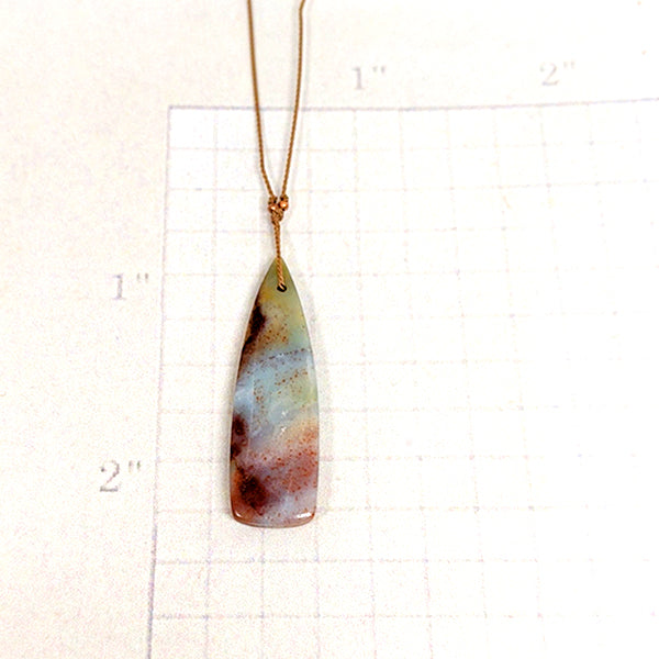 Blue Brown Jasper Shield Cutstone Pendant 5