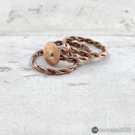 Triple Twist Disc Copper Stacking Rings Set Secondary