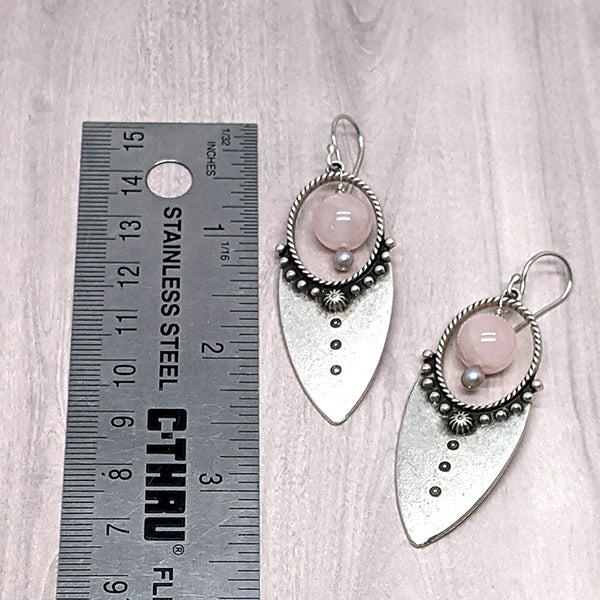 Iquitos Silver and Rose Quartz Earrings 6