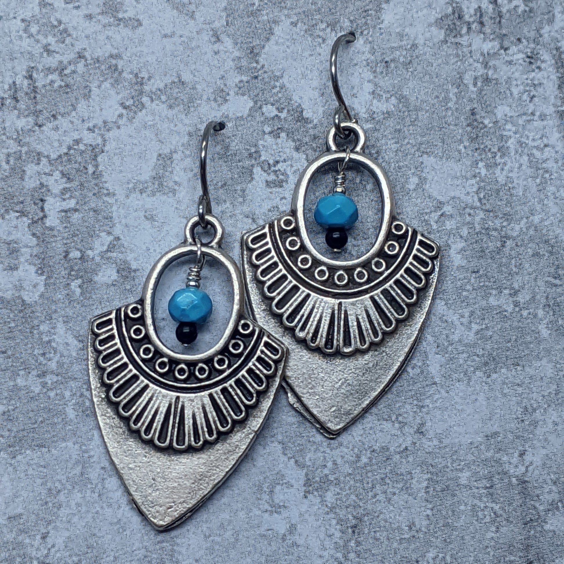 Chickasaw Turquoise Drop Earrings 6