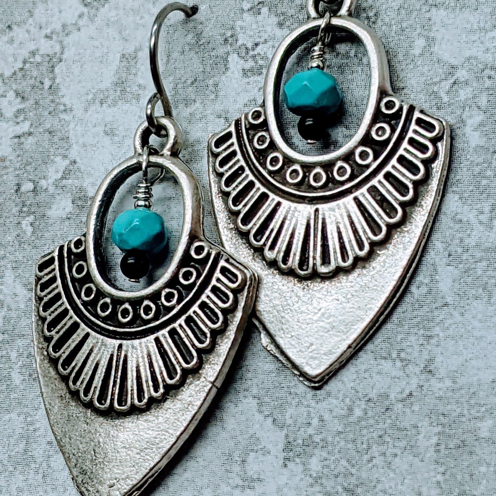 Chickasaw Turquoise Drop Earrings 3