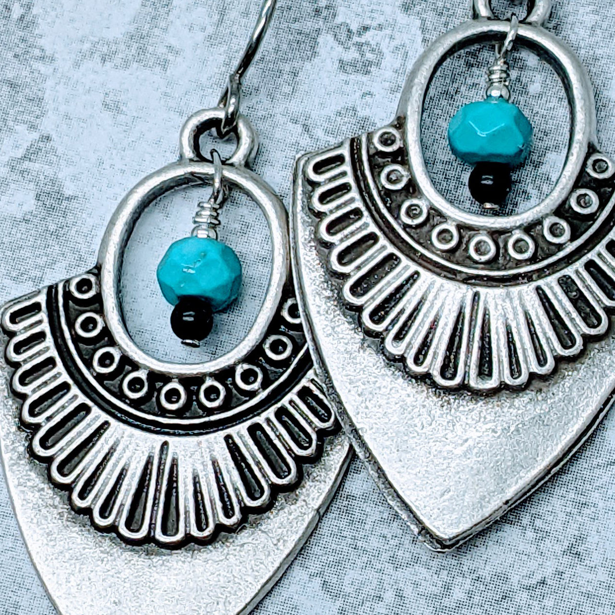 Chickasaw Turquoise Drop Earrings 4
