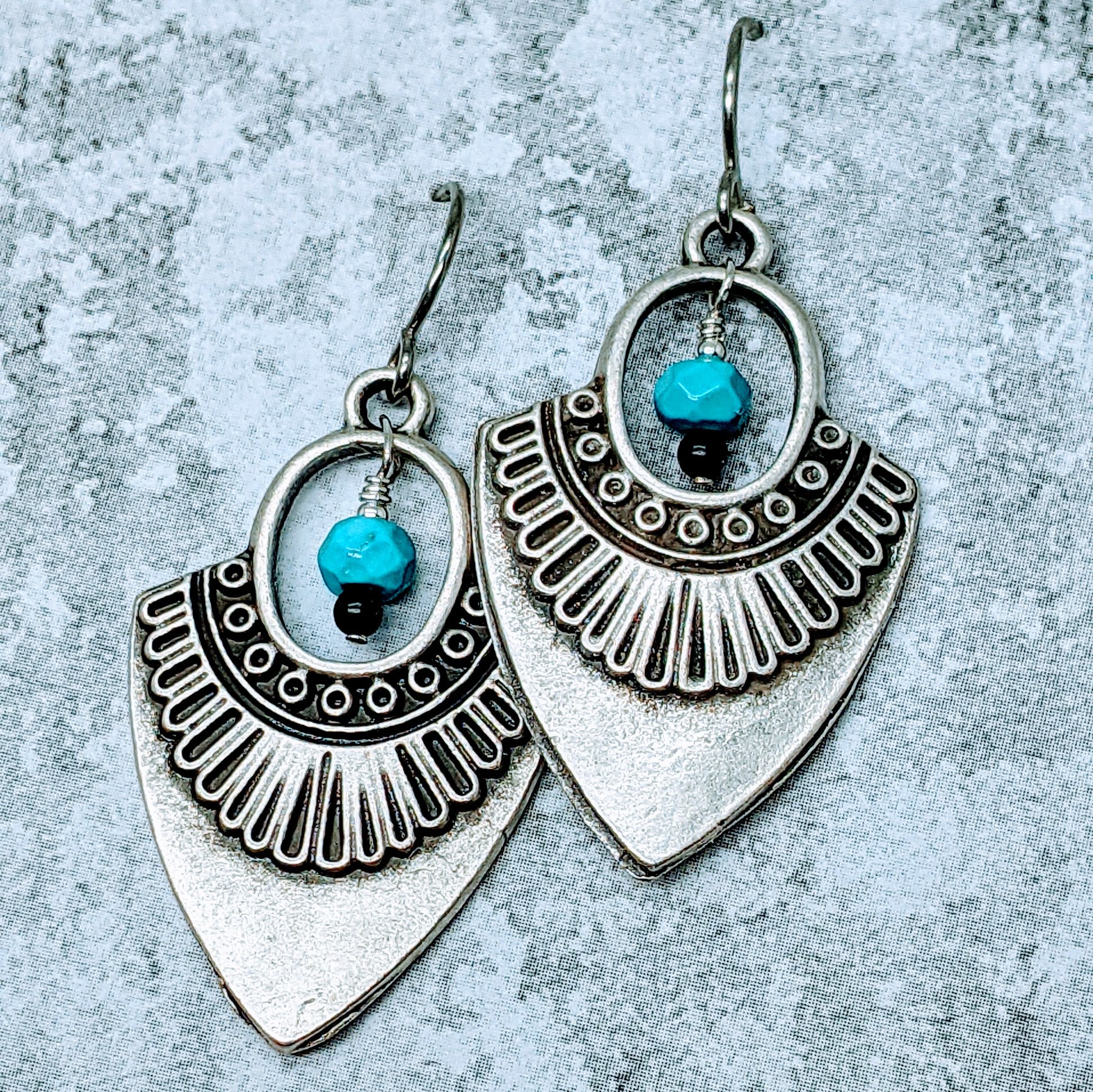 Chickasaw Turquoise Drop Earrings 1