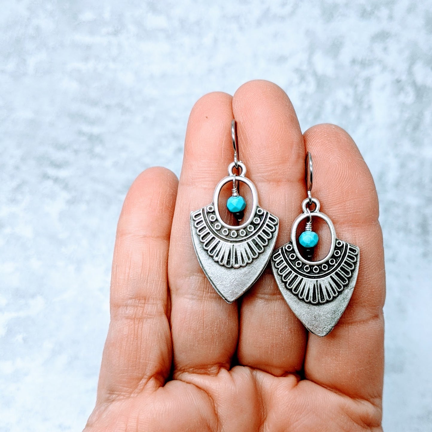 Chickasaw Turquoise Drop Earrings