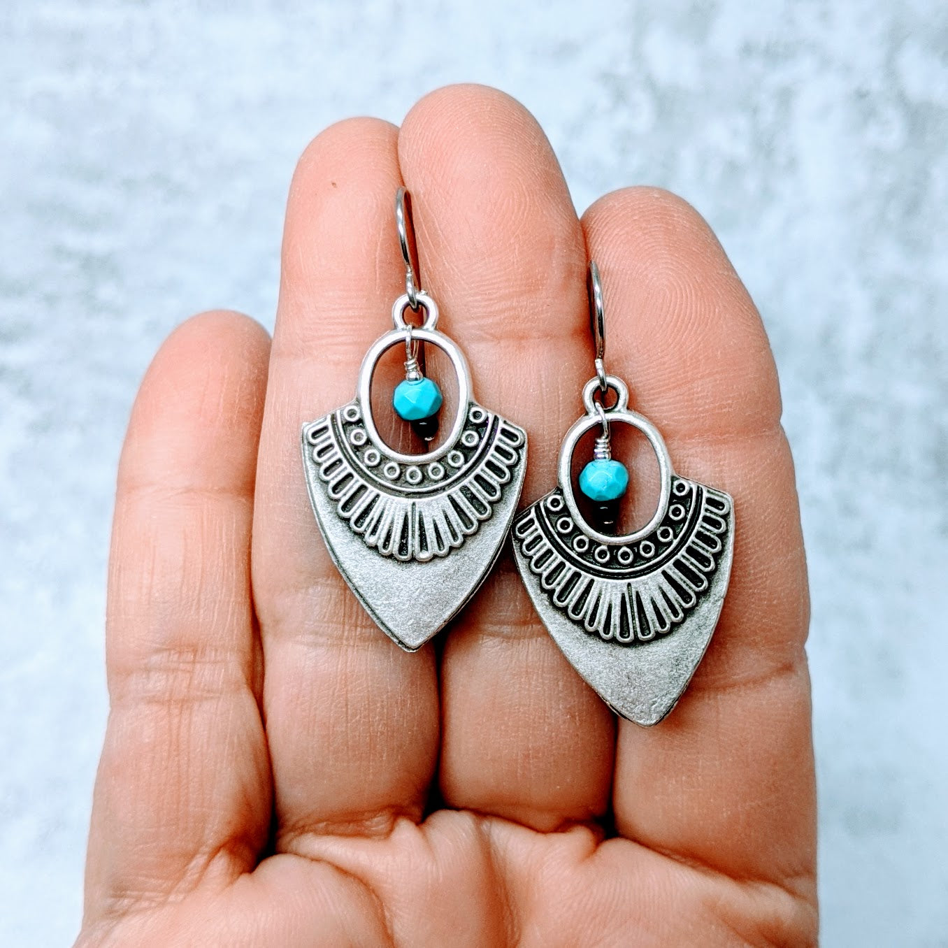 Chickasaw Turquoise Drop Earrings 2