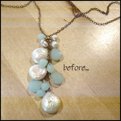 Custom Re-Designed Pearl Necklace: Linda , Necklace - No Roses Custom, No Roses Jewelry Artisan Jewelry Los Angeles - 2 2