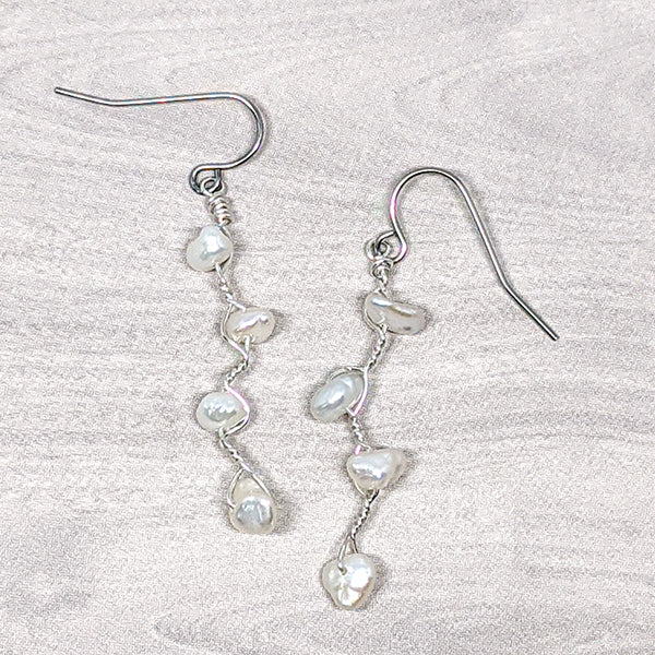Vines Earrings White Pearl 3