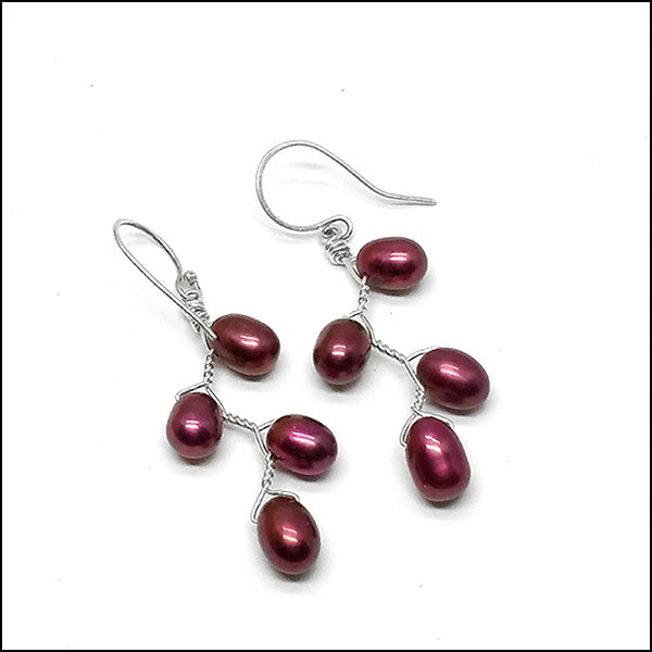 Vines Earrings Red Pearl