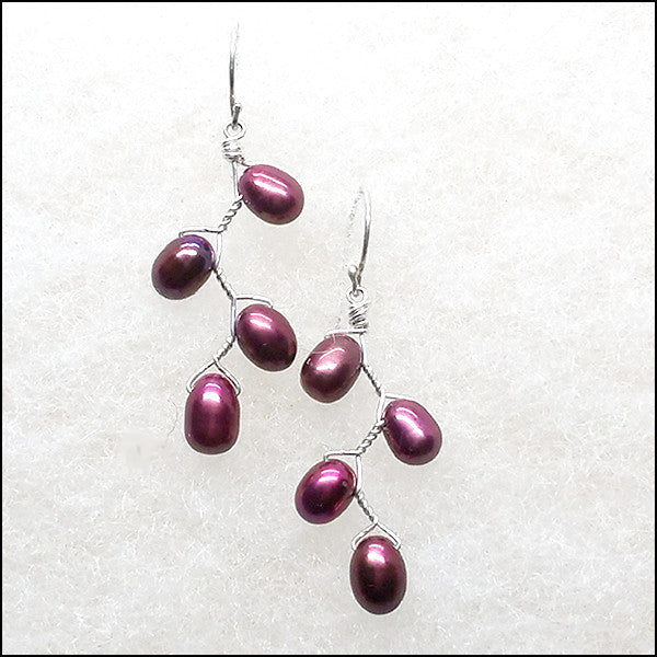 Vines Earrings Red Pearl 3