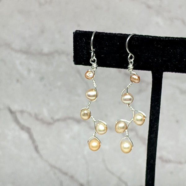 Vines Earrings Peach Pearl 6