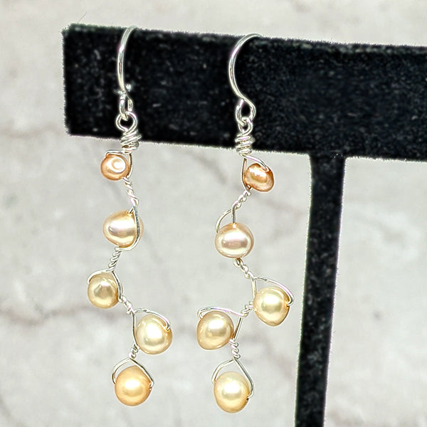 Vines Earrings Peach Pearl 2