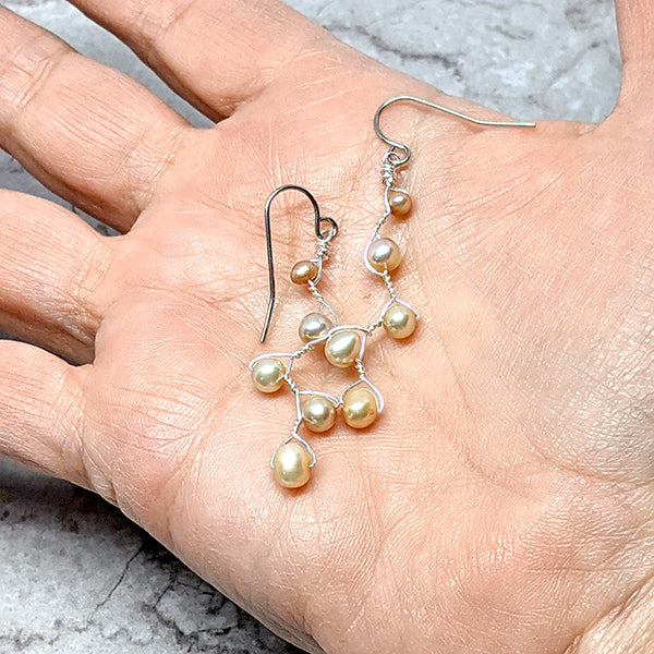 Vines Earrings Peach Pearl 4