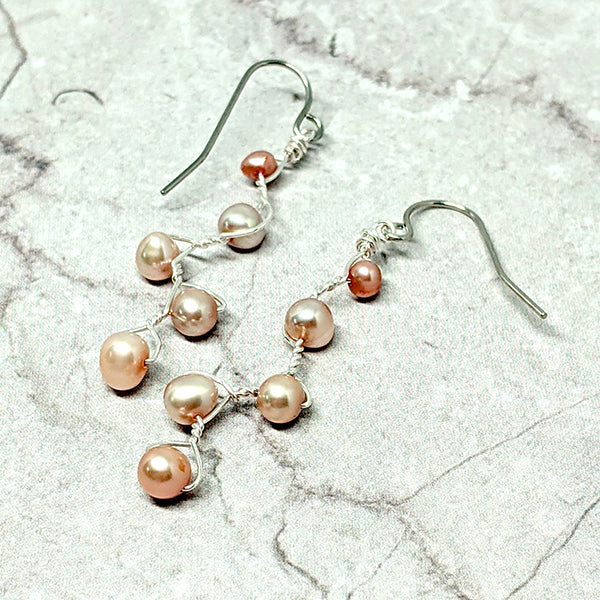 Vines Earrings Peach Pearl 5